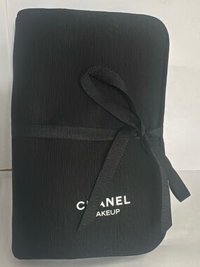 CHANEL MAKEUP CASE BAG RIBBON WRAP BLACK COLOR